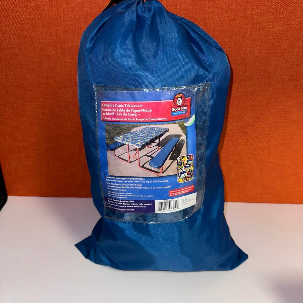 Good Sam Blue Campfire Picnic Tablecover Set One Size Camping - Picture 2 of 12